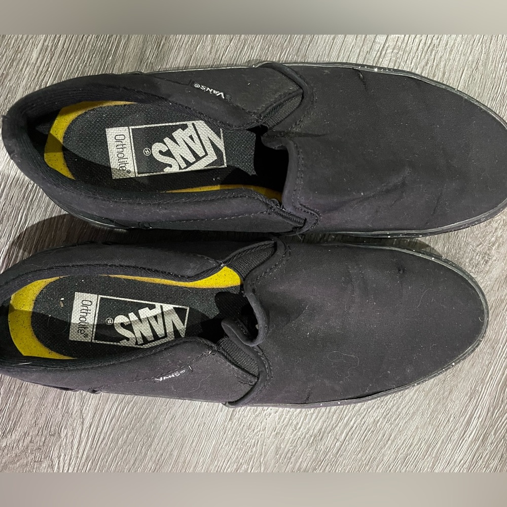 Black Slip-On Vans with Glitter Soles W SZ 8.5